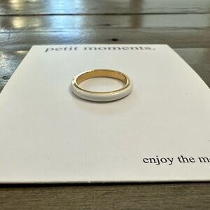 NWT REVOLVE Petit Moments White Enamel Stack Ring - Gold tone